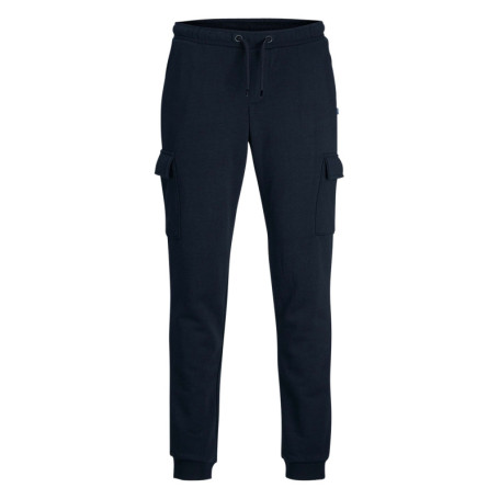 Jogging cargo bleu marine uni à coupe slim fit...
