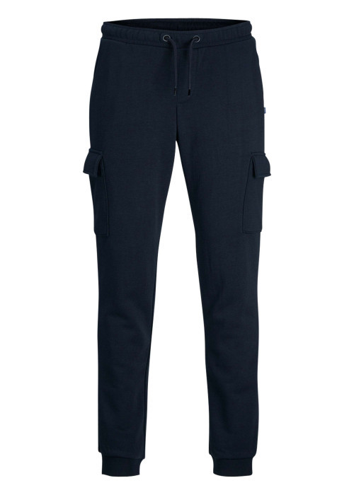 Jogging cargo bleu marine uni à coupe slim fit et à taille mi-haute