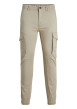 Thumbnail Cargo en coton biologique beige uni à coupe slim fit et à taille mi-haute