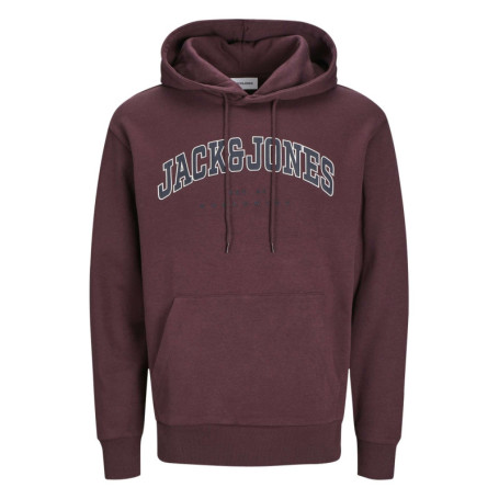 Sweat à capuche en coton mélangé bordeaux uni à...