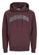 Thumbnail Sweat à capuche en coton mélangé bordeaux uni à coupe droite imprimé