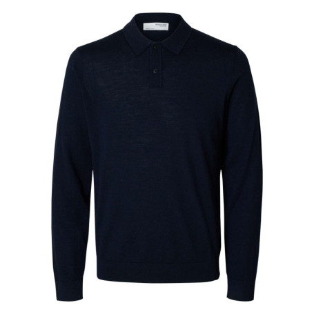 Pull en laine merinos marine uni avec une coupe...