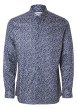 Thumbnail Chemise en coton biologique mélangé marine moucheté coupe droite col français
