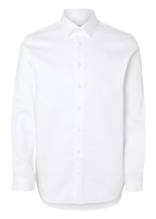 Chemise en coton biologique mélangé blanche unie à coupe droite et col français