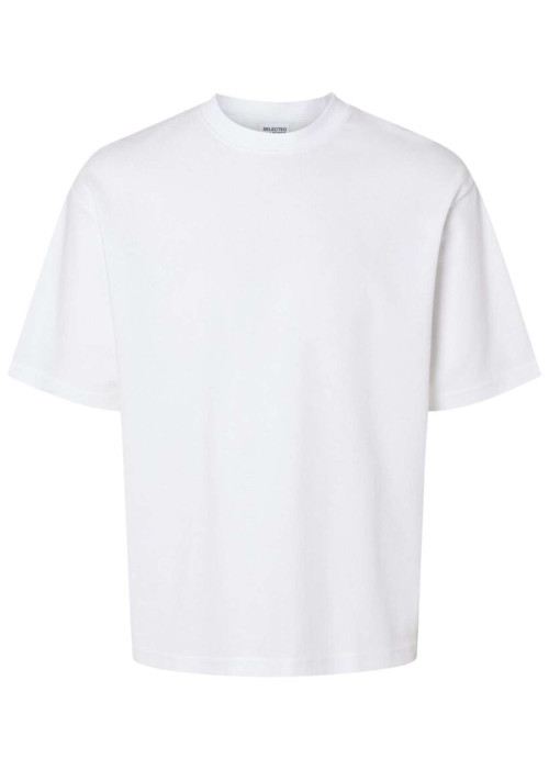 T-shirt en coton biologique mélangé blanc uni à...