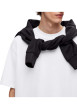 Thumbnail T-shirt en coton biologique mélangé blanc uni à coupe droite et col rond - Image 3