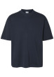 Thumbnail T-shirt en coton biologique mélangé marine uni à coupe droite et col rond