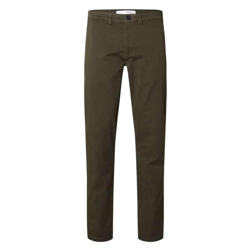 Selected Homme - Pantalon Chino Miles En Coton Biologique Kaki Uni à Coupe Slim - Kaki Selected Homme - Pantalon Chino Miles En Coton Biologique Kaki Uni à Coupe Slim - Kaki