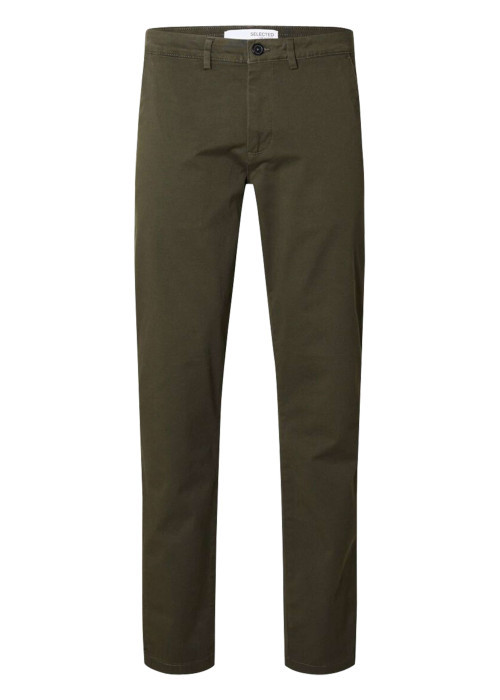 Pantalon Chino Miles en coton biologique kaki uni à coupe slim
