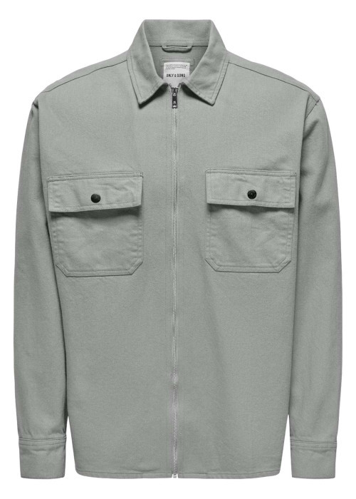 Chemise un col français et une coupe droite Only&Sons en coton grise