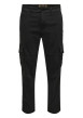 Thumbnail Pantalon en coton mélangé noir uni avec une coupe droite et des passants