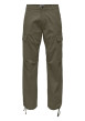 Thumbnail Pantalon en coton mélangé kaki uni avec des poches et une coupe droite