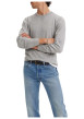 Thumbnail Pull gris uni avec une coupe droite un col rond et des manches longues - Image 4