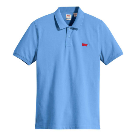 Polo en coton bleu en maille piquée avec une...