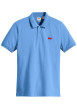 Thumbnail Polo en coton bleu en maille piquée avec une coupe slim et un col boutonné