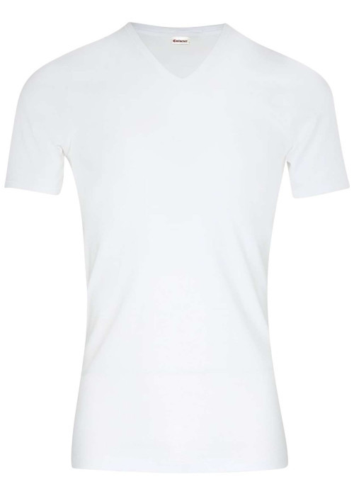 Tee-shirt moulant Héritage en pur coton blanc à col V et manches courtes