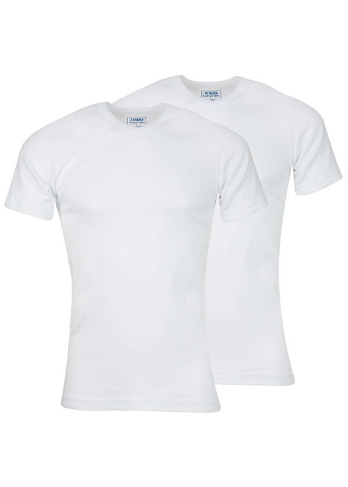 Lot de 2 t-shirts blancs en coton unis coupe droite col V