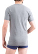 Thumbnail T-shirt en coton gris uni avec une coupe droite et un col V arrondi - Image 2