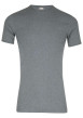 Thumbnail T-shirt gris uni en coton premium avec manches courtes et col rond