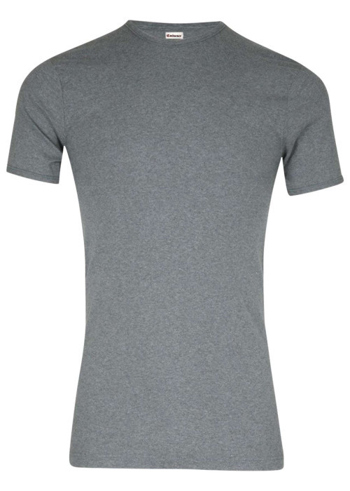 T-shirt gris uni en coton premium avec manches courtes et col rond