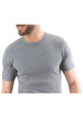 Thumbnail T-shirt gris uni en coton premium avec manches courtes et col rond - Image 3
