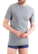 Thumbnail T-shirt gris uni en coton premium avec manches courtes et col rond - Image 4