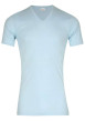 Thumbnail Tee-shirt moulant Héritage en pur coton bleu ciel à col V et manches courtes