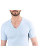 Thumbnail Tee-shirt moulant Héritage en pur coton bleu ciel à col V et manches courtes - Image 2
