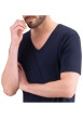 Thumbnail T-shirt marine en pur coton avec une coupe droite et un col v