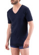 Thumbnail T-shirt marine en pur coton avec une coupe droite et un col v - Image 2