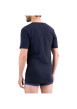 Thumbnail T-shirt marine en pur coton avec une coupe droite et un col v - Image 3