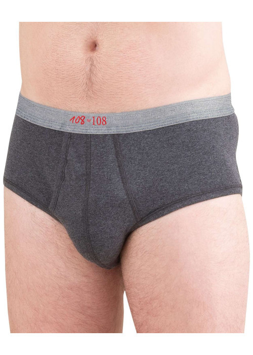 Slip en coton gris anthracite à taille haute élastiquée avec une coupe ouverte