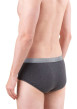 Thumbnail Slip en coton gris anthracite à taille haute élastiquée avec une coupe ouverte - Image 2