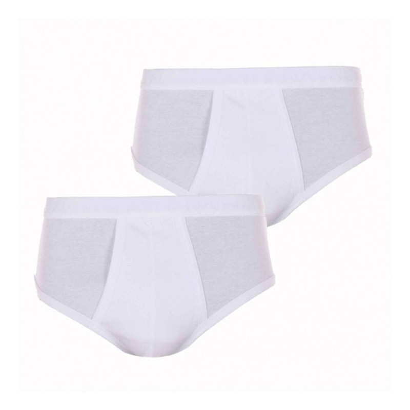 Athéna - Lot De 2 Slips Blancs En Coton Unis Avec Tailles élastiquées - Blanc