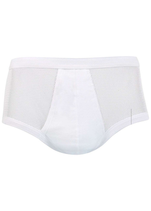 Slip en coton blanc de taille haute avec maille aérée et ceinture élastiquée