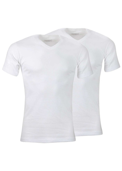Lot de 2 t-shirts blancs en coton unis coupe droite col V