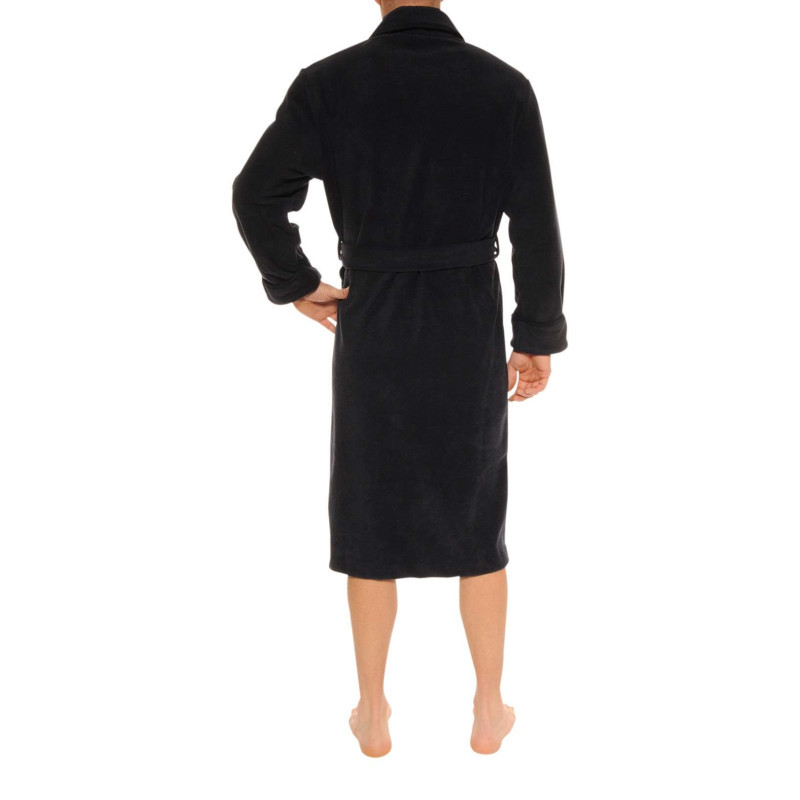 Christian Cane - Robe De Chambre Longue Marine Unie Avec Une Ceinture à Nouer - Bleu