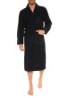 Thumbnail Robe de chambre longue marine unie avec une ceinture à nouer - Image 2