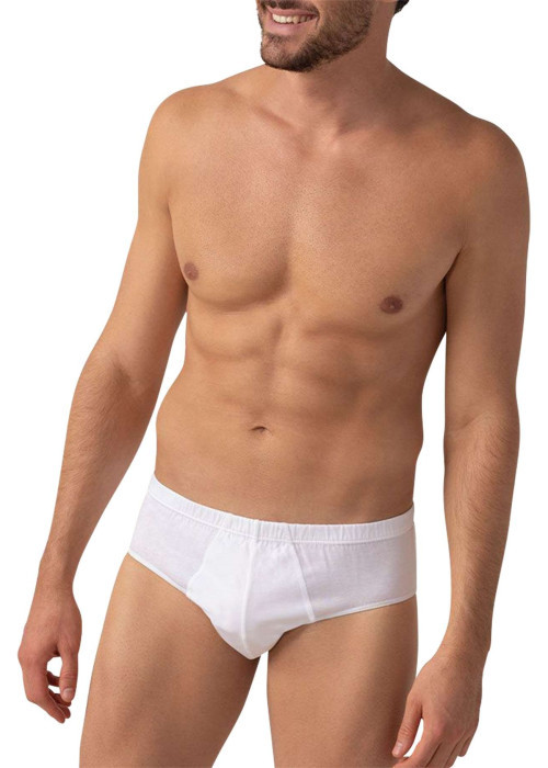 Slip blanc uni en coton d'Egypte avec une taille haute et élastiquée