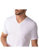 Thumbnail T-shirt blanc uni en coton d'Egypte avec coupe droite et col v - Image 2