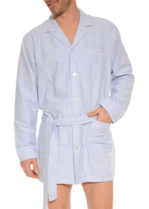 Veste de pyjama ciel en coton imprimé avec une coupe droite et un col à revers
