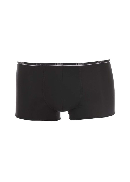 Boxer noir Plumes avec liseré et logo sur la ceinture élastiquée coupe courte