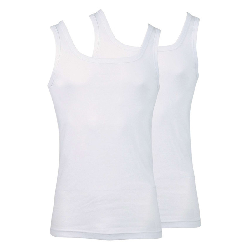 Athéna - Lot De 2 Débardeur Blancs En Coton Unis Coupe Ajustée Col Carré - Blanc