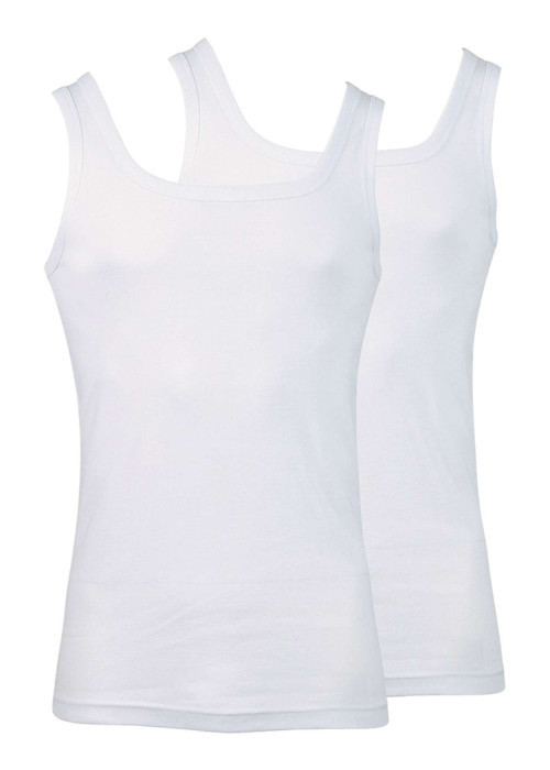 Lot de 2 débardeur blancs en coton unis coupe ajustée col carré