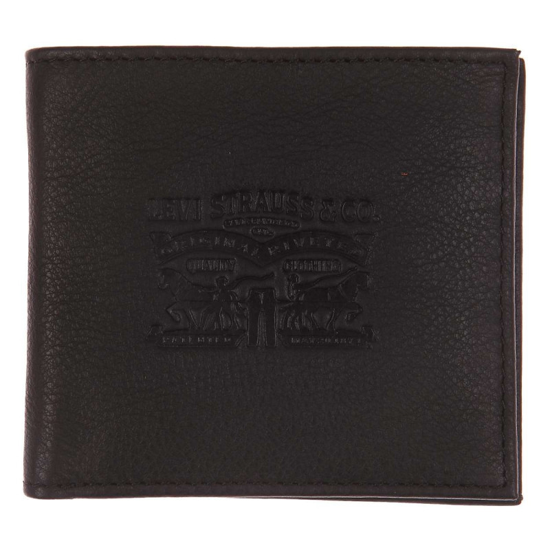 Levi's® Acc. - Portefeuille En Cuir De Vache Noir Uni Avec Fermeture à Rabat - Noir