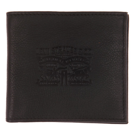 Portefeuille en cuir de vache noir uni avec...