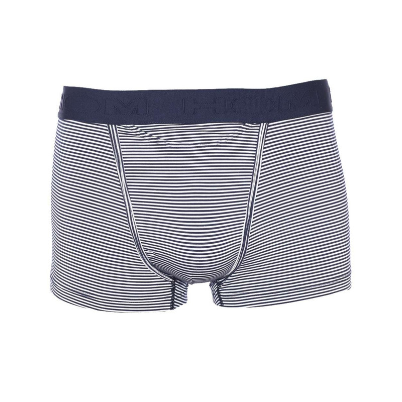 Hom - Boxer Classique Simon à Rayures Horizontales Blanches Et Marine Coupe Ouverte - Marine Hom - Boxer Classique Simon à Rayures Horizontales Blanches Et Marine Coupe Ouverte - Marine