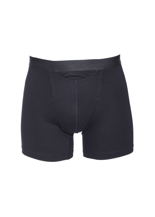 Boxer long noir Ho1 avec logo autour de la taille élastiquée coupe ouverte