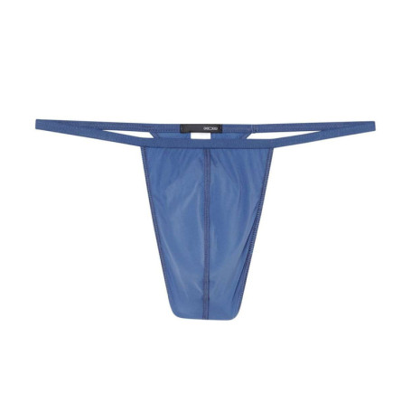 String plume bleu avec élastique fin sur les côtés