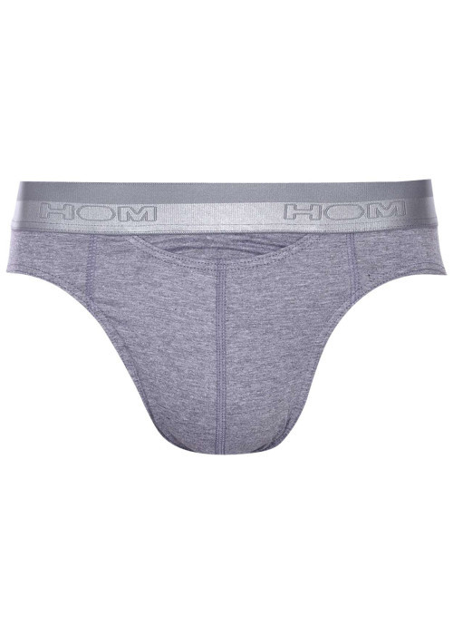 Slip Ho1 gris chiné avec logo brodé effet métallisé sur la taille élastiquée coupe ouverte